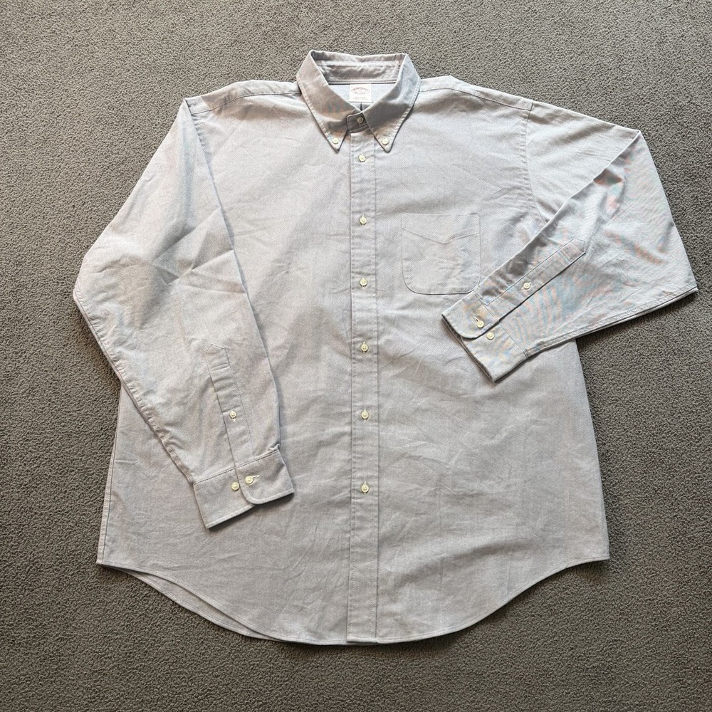 Brooks Brothers 1818 Blue Oxford Button Down Long Sleeve Shirt Cotton Men's XL